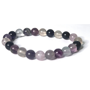 Fluorite purple-clear bracelet elastic natural stone, ball 8 mm / 16-17 cm, stone of geniuses