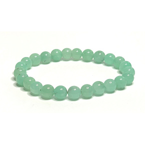 Chrysoprase bracelet elastic natural stone, ball 7 - 8 mm / 16 - 17 cm, stone of harmony of family relationships