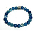 Agate blue facet bracelet elastic natural stone, ball 8 mm / 16 - 17 cm