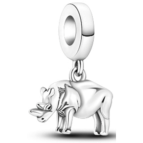 Charm Sterling silver 925 Rhino, animal bracelet pendant