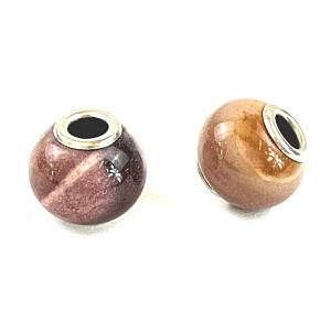 Agate bead round natural stone 14 mm, hole 4,2 mm 1 piece