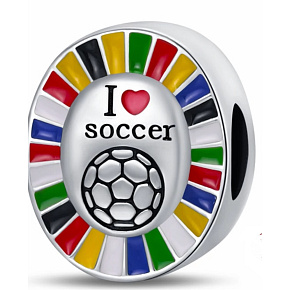 Charm Sterling silver 925 European Championship football, bead on bracelet sport