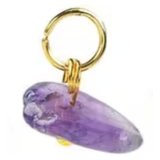 Amethyst – mini pendant made of natural stone approx. 0.8–1.2 cm, gold finish | Talisman of calm and harmony
