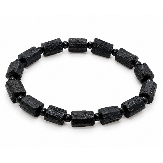 Skoryl & shungite – protective bracelet, tourmaline 1.2 cm, 16–18 cm | Guardian of good mood