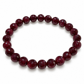 Ruby Faceted Bracelet Royal Fire, natural stone, 7.8–8.5 mm beads / 16–17 cm | Bracelet of passion, courage, and abundance, AAA