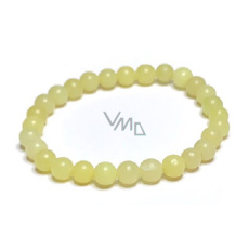 Jade yellow bracelet elastic natural stone, ball 6 mm / 16 - 17 cm