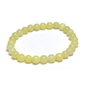 Jade yellow bracelet elastic natural stone, ball 6 mm / 16 - 17 cm