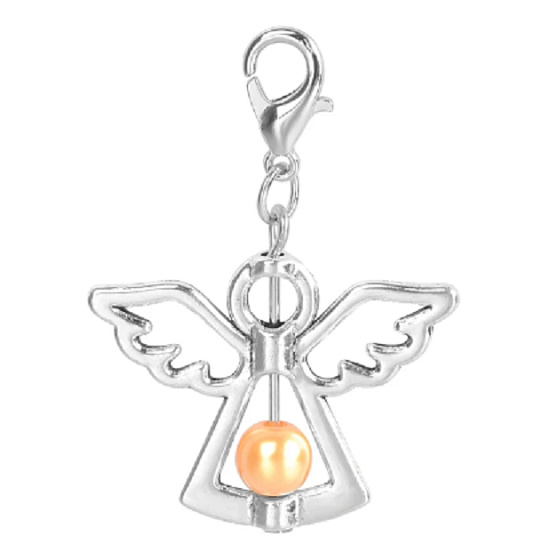 Guardian angel pendant with orange bead 29 x 37 mm 1 piece