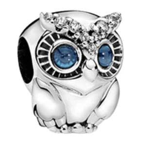 Sterling silver 925 Wise Owl, bead on bracelet animal