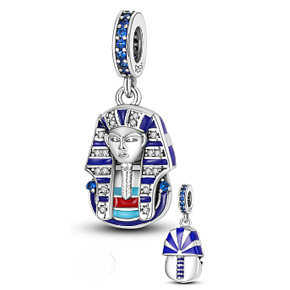 Sterling Silver 925 Egypt Pharaoh Tutankhamun's Charm, travel bracelet pendant
