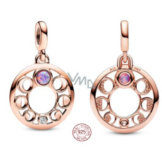 Charm Sterling Silver 925 Moon Phase - Mini Medallion, Bracelet Pendant, Space Charm Sterling Silver 925 Moon Phase - Mini Medallion, Bracelet Pendant, Space