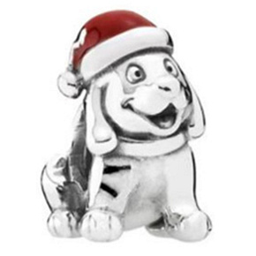 Sterling silver 925 Christmas puppy, Christmas bracelet bead