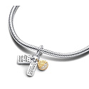 Charm Sterling Silver 925 Friendship 3-in-1, pendant for friendship bracelet