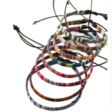 Bohemian Style Beach Ankle Bracelet, Random Color Fabrics 8 Pieces Art, Friendship, Surfing
