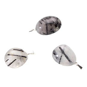 Crystal with Tourmaline Tumbler pendant natural stone, 2,2-3 cm, 1 piece, stone stones