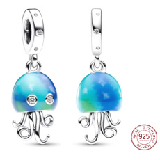Charm Sterling silver 925 Thermo - Jellyfish changing colors, animal bracelet pendant