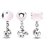 Charm Sterling silver 925 Elephant with pink balloon, pendant on bracelet family