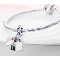 Charm Sterling silver 925 Chic style - lipstick, perfume, heart 3in1, pendant on bracelet interests