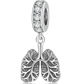 Charm Sterling silver 925 Anatomical biology - Lungs symbol of contact with the outside world, pendant for bracelet