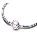 Charm Sterling silver 925 Pink Murano glass bead on bracelet symbol