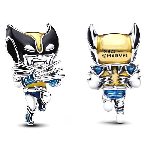 Charm Sterling silver 925 Marvel Wolverine, bead on bracelet movie