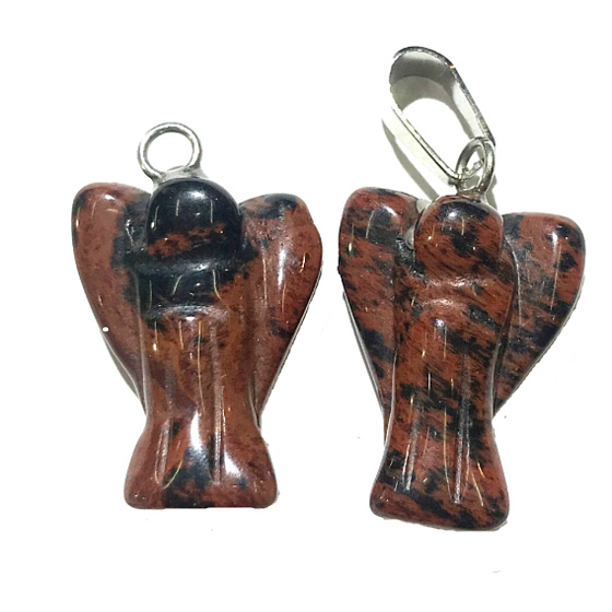Obsidian Moka Angel guardian pendant natural stone 2 - 2,2 cm, rescue stone