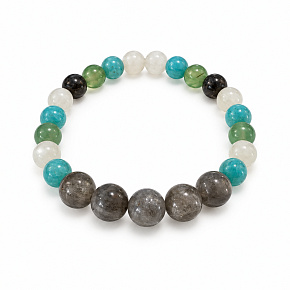 Bracelet with a story – New Beginning, natural minerals, 8 mm bead / wrist 16–18 cm