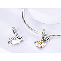 Sterling silver 925 Playing cards - I win, 2in1 lucky bracelet pendant