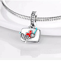 Charm Sterling silver 925 Doctor first aid kit and stethoscope, pendant on bracelet job