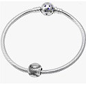 Charm Sterling silver 925 I Love Baseball Texas Rangers ball, bead on bracelet sport
