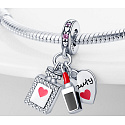 Charm Sterling silver 925 Chic style - lipstick, perfume, heart 3in1, pendant on bracelet interests
