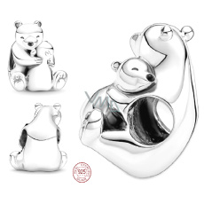 Charm Sterling silver 925 Hugging polar bears, bead on bracelet family Charm Sterling silver 925 Hugging polar bears, bead on bracelet family