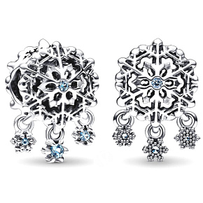 Charm Sterling silver 925 Ice snowflake bead bracelet Christmas