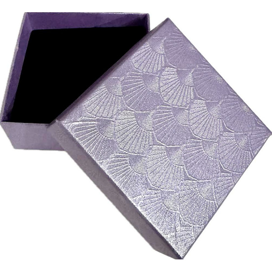 Krabička texturovaný papír s houbičkou na šperky fialová 7 x 7 x 3,5 cm