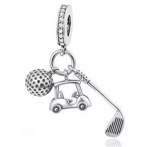 Charm Golf – elegance hry, klid a přesnost 3v1 - hůl, míček a vozík, přívěsek na náramek sport