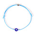 Blue eye rope bracelet woven light blue, component in silver