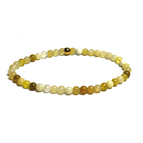 Opal yellow bracelet elastic natural stone, ball 4 mm / 16 - 17 cm, lucky stone