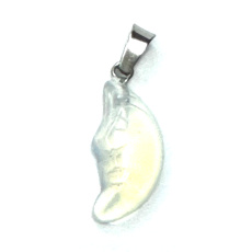 Opalite Moon pendant synthetic stone hand cut figurine 2,2 x 10 mm, stone of wishes and hopes