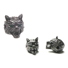 Head of the Black Wolf metal bracelet pendant 12 x 12 mm