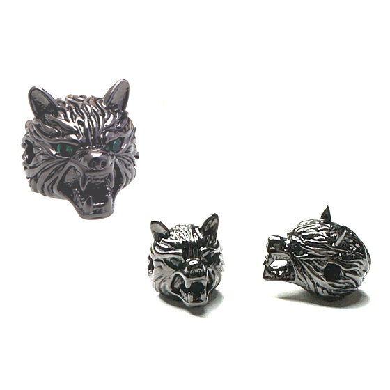 Head of the Black Wolf metal bracelet pendant 12 x 12 mm