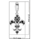 Charm Sterling silver 925 Lilies with black cubic zirconia, pendant on bracelet symbol