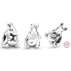 Charm Sterling silver 925 Australia Kangaroo and cub, bead on animal bracelet
