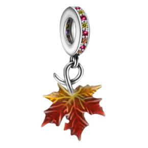 Charm Sterling silver 925 Autumn colours - autumn leaf, maple leaf, nature bracelet pendant