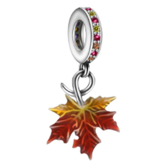 Charm Sterling silver 925 Autumn colours - autumn leaf, maple leaf, nature bracelet pendant