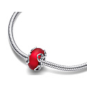 Charm Sterling silver 925 Matte red heart with Murano hearts, love bead on bracelet