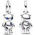 Sterling silver 925 Movable teddy bear with blue eyes, animal bracelet pendant