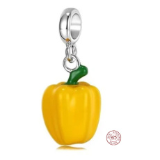 Charm Sterling silver 925 Paprika yellow, food bracelet pendant