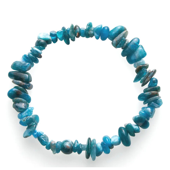 Apatit blue bracelet elastic chopped natural stone 19 cm, stone realization
