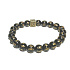 Black agate with royal mantra Om elastic bracelet natural stone, bead 8 mm / 16 - 17 cm, provides courage and strength