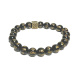 Black agate with royal mantra Om elastic bracelet natural stone, bead 8 mm / 16 - 17 cm, provides courage and strength
